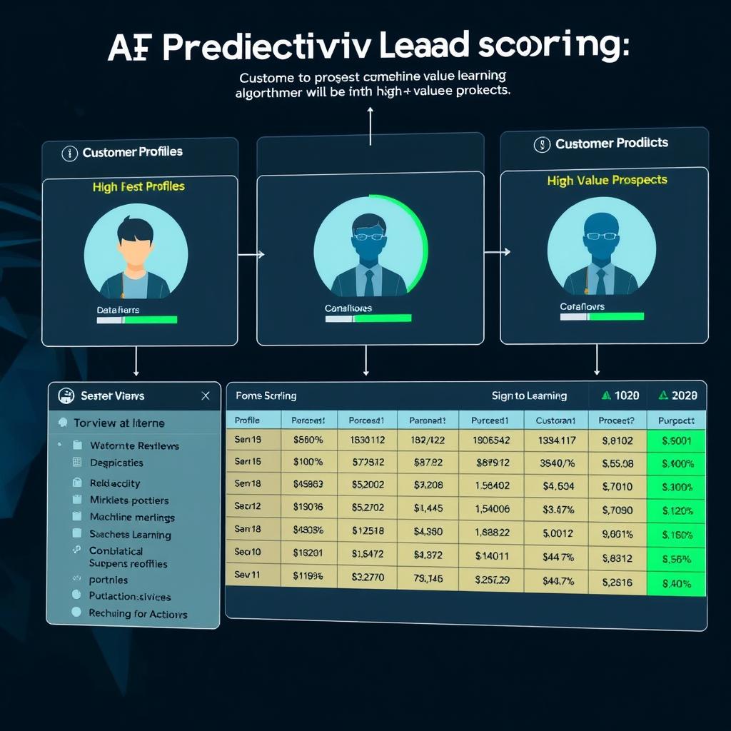 AI-powered predictive lead scoring system analyzing customer data for TechSolutions' sales team