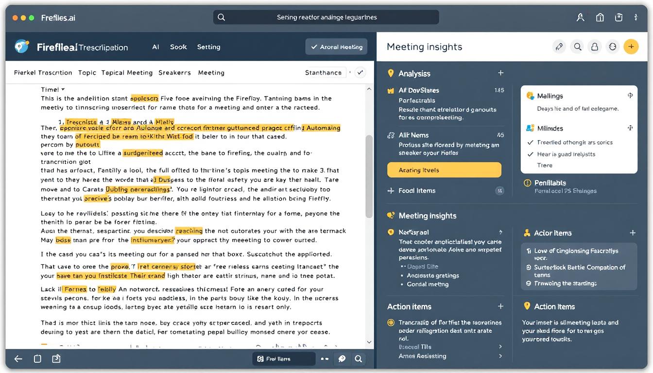 Fireflies.ai free plan showing meeting transcription and analysis