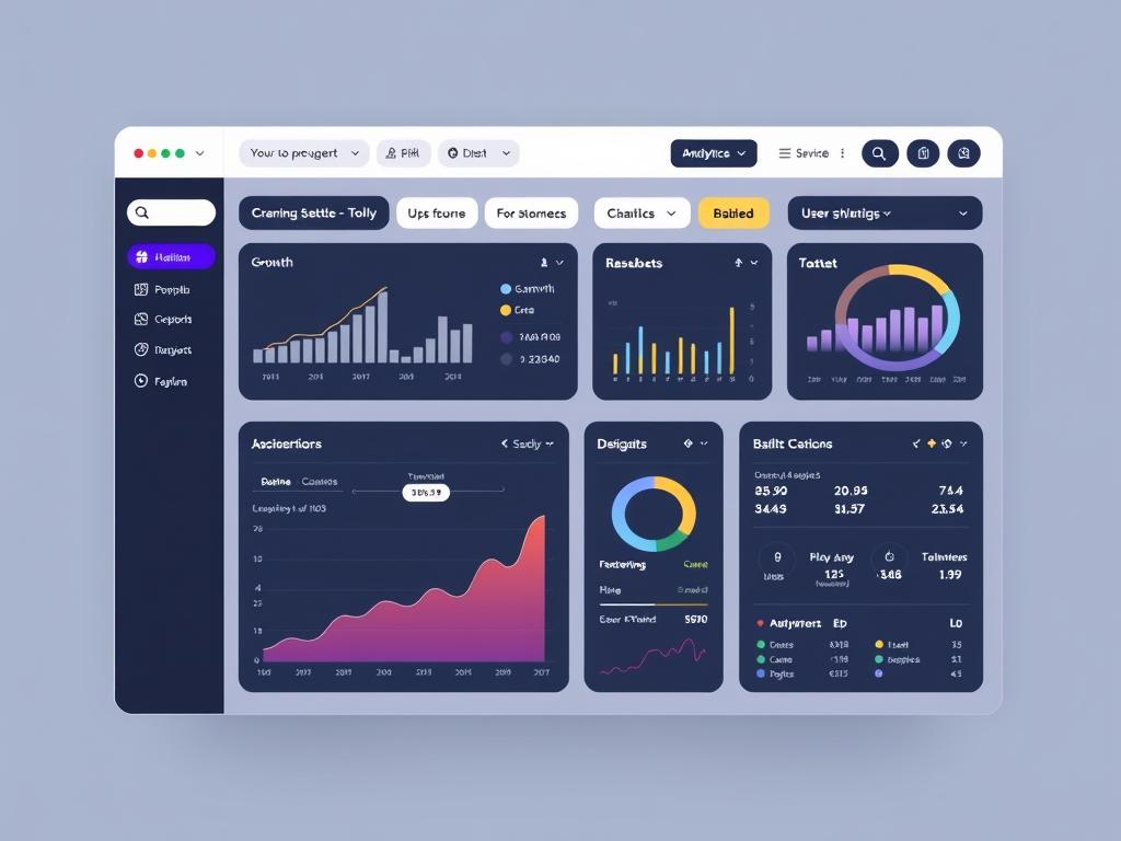 Web application interface showing dashboard with business analytics