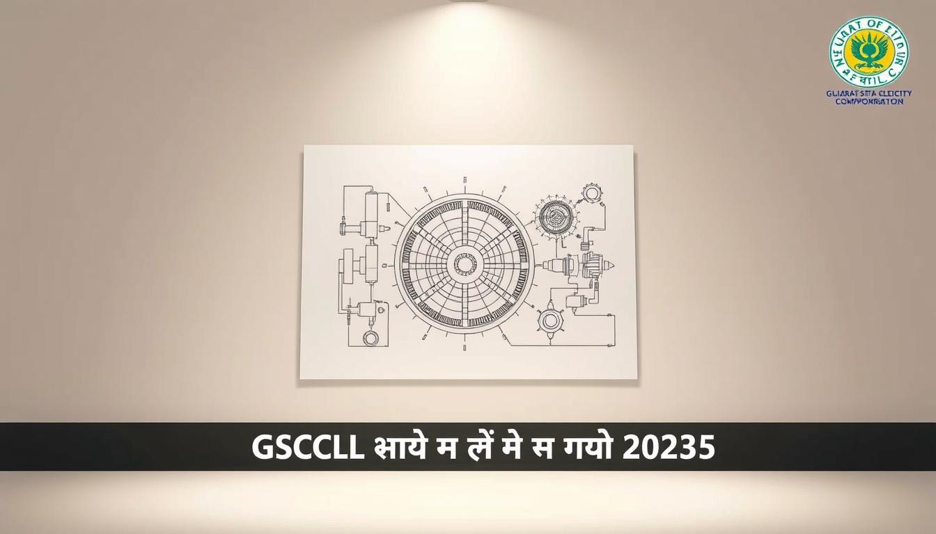 A detailed, technical illustration of the "GSECL इंस्ट्रूमेंट मैकेनिक भर्ती 2025" announcement, showcasing the Gujarat State Electricity Corporation's recruitment drive for instrument mechanics. Set against a neutral, yet professional backdrop, the image should prominently feature an engineering schematic or technical diagram related to the role, rendered in a high-quality, technical style. Incorporate design elements that convey a sense of precision, reliability, and the importance of the position, with subtle colors and clean lines. Capture the seriousness and gravity of the recruitment process through the overall composition and lighting, which should be crisp, clear, and evocative of a government or institutional document.