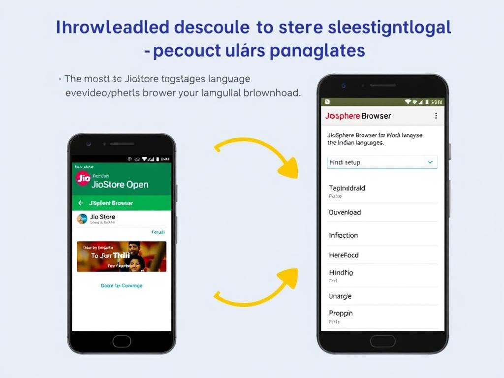 Step-by-step process of downloading JioSphere Browser and selecting a preferred vernacular language