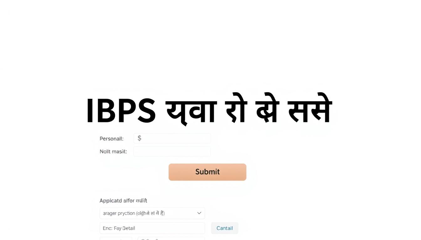 A high-quality, professional-looking form displaying the text "IBPS हिंदी अधिकारी आवेदन शुल्क" against a clean, minimalist background. The form should be rendered in a neutral, official color palette, with clear, legible typography. The layout should be well-organized, with sections for personal details, payment information, and a prominent "Submit" button. Subtle gradients, shadows, and other design elements should be used to create a sense of depth and visual interest. The overall impression should be one of bureaucratic efficiency and attention to detail, reflecting the official nature of the application fee.