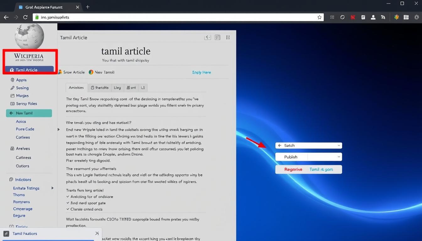 Process of creating a new article in Tamil Wikipedia using JioSphere Browser