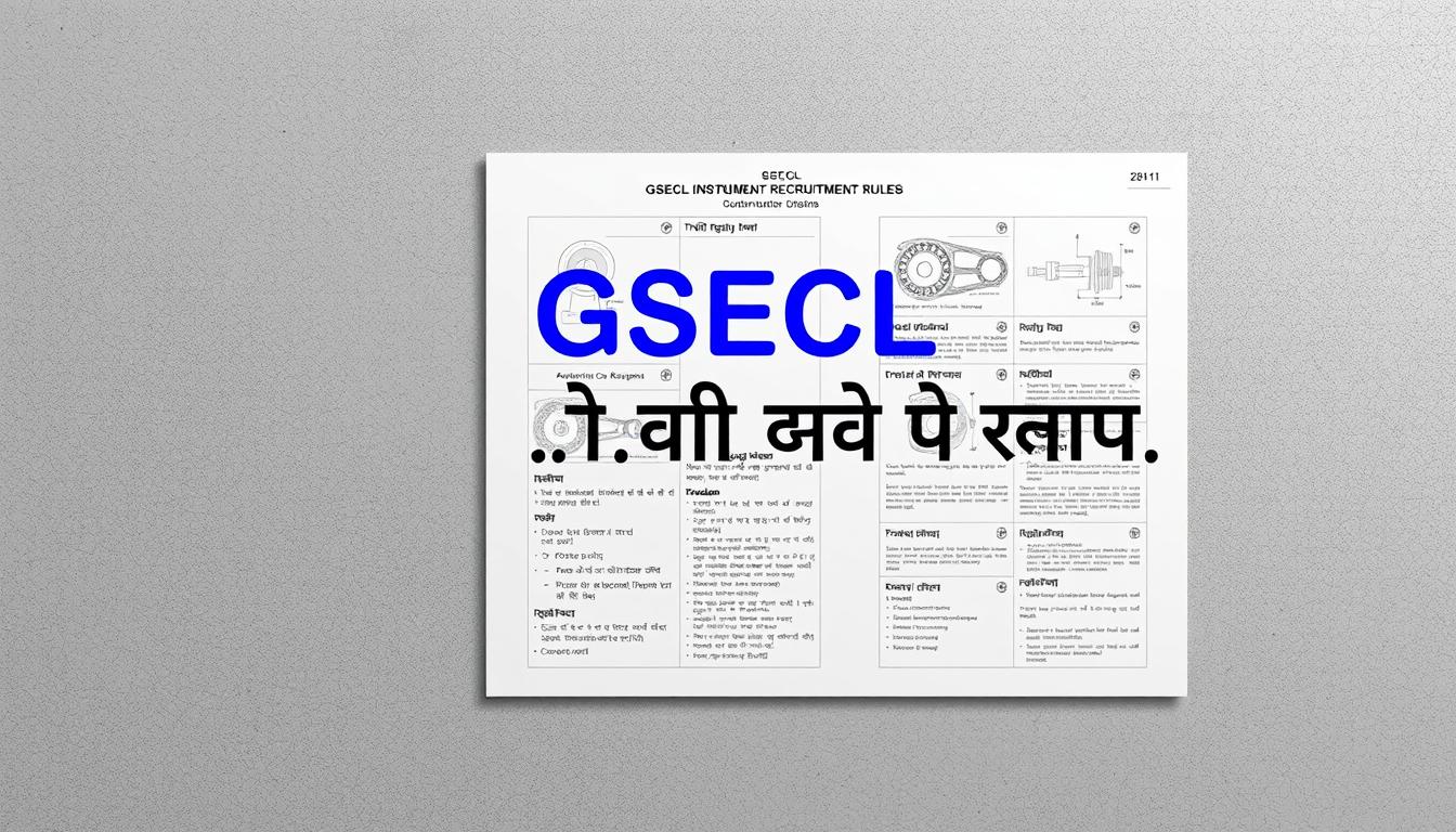 A crisp, high-resolution image of "GSECL इंस्ट्रूमेंट मैकेनिक भर्ती नियम" (GSECL Instrument Mechanic Recruitment Rules) against a muted, textured background. Detailed, technical-looking diagrams and illustrations fill the frame, showcasing the key guidelines and regulations in a clear, organized manner. Lighting is soft and even, highlighting the precision and professionalism of the content. The composition features a balanced layout with ample negative space, creating a sense of authority and importance. The overall aesthetic is sleek, modern, and approachable, reflecting the subject matter's significance and relevance.