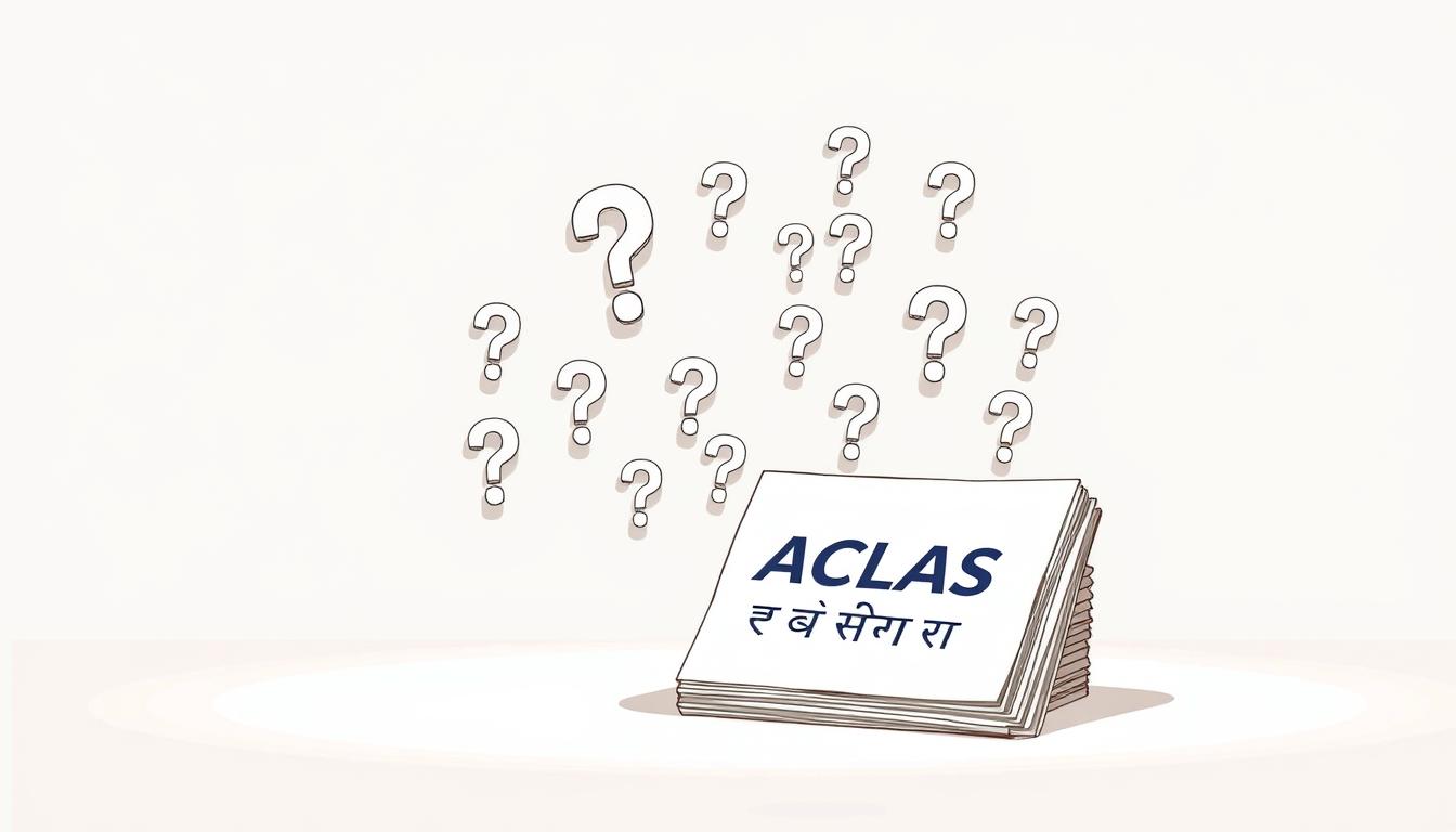 A detailed illustration depicting "AAICLAS भर्ती सामान्य प्रश्न" against a clean, minimalist background. In the foreground, a stack of official-looking documents with the text "AAICLAS भर्ती सामान्य प्रश्न" prominently displayed. Behind it, a series of question marks float in a grid-like arrangement, representing the general questions. The lighting is soft and even, casting subtle shadows to add depth. The overall mood is one of professionalism and clarity, reflecting the informative nature of the subject matter. The composition is balanced and visually appealing, drawing the viewer's attention to the key elements.