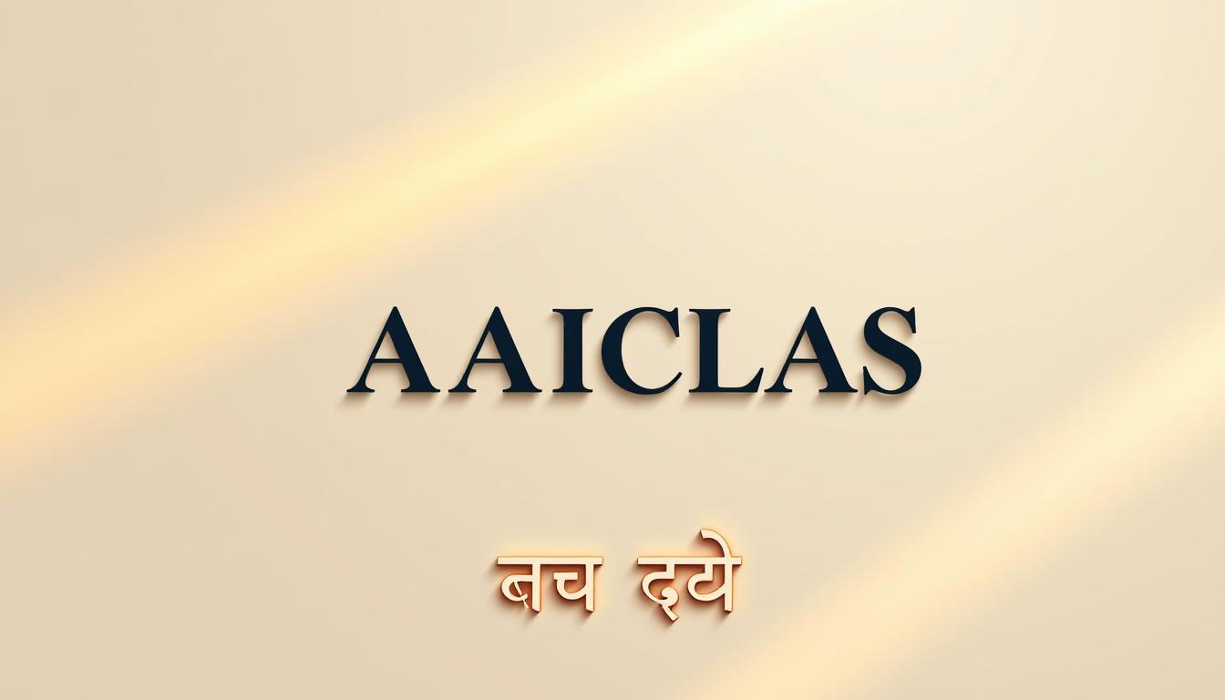 A detailed illustration of "AAICLAS आवेदन निर्देश" against a clean, minimalist background. The text should be prominently displayed in the center, rendered in a formal, professional typeface with distinct Devanagari and Latin scripts. The overall design should convey a sense of clarity, authority and attention to detail, reflecting the importance of the subject matter. Subtle gradient or textural elements in the background add depth and visual interest, while maintaining a focused, uncluttered composition. Warm, diffused lighting from the top-left creates soft shadows and highlights the dimensional aspects of the typography. The image should have a refined, editorial quality suitable for use in a high-quality publication.