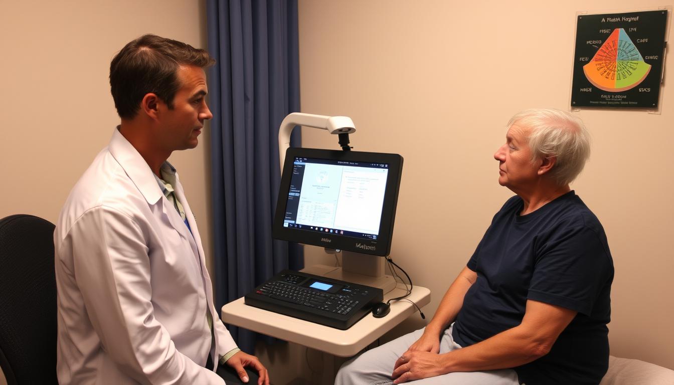 Metatron Hunter 4017 being used for basic health screening in a simple clinical environment