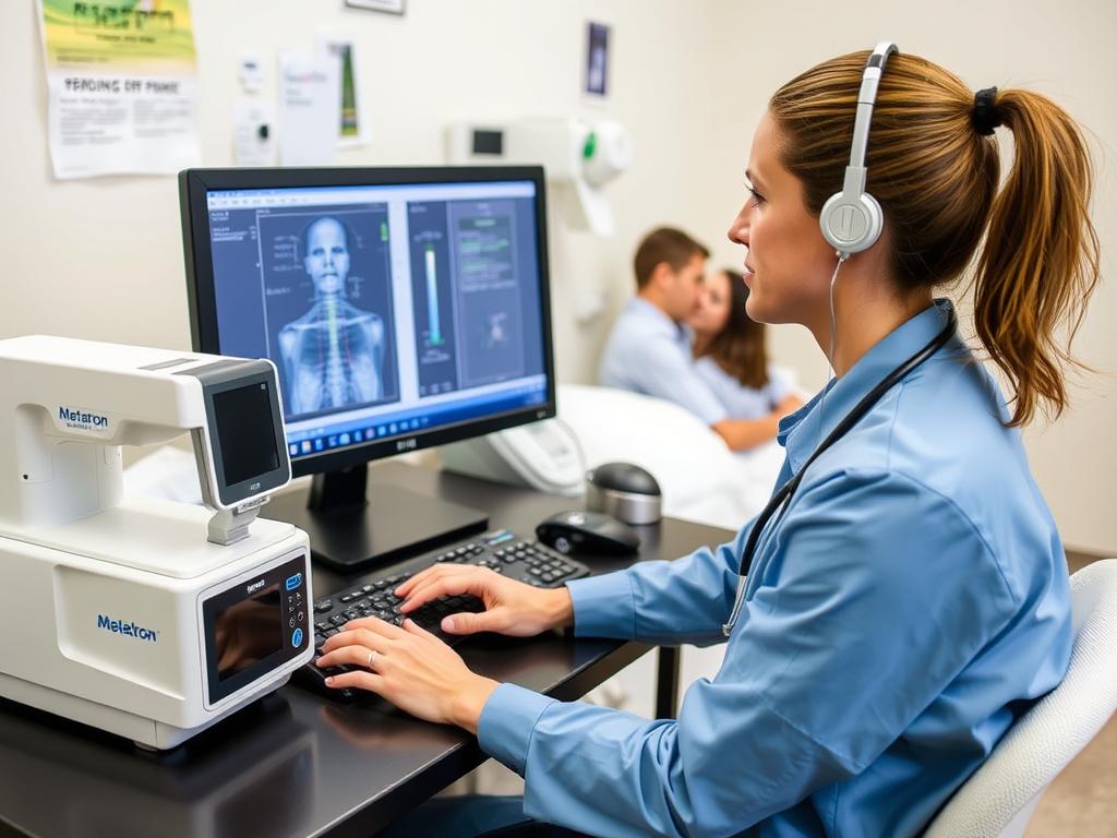 Healthcare professional operating the Metatron Hunter 4025 NLS
