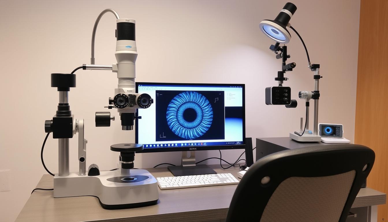 Professional iridology equipment including iriscope, camera, and software