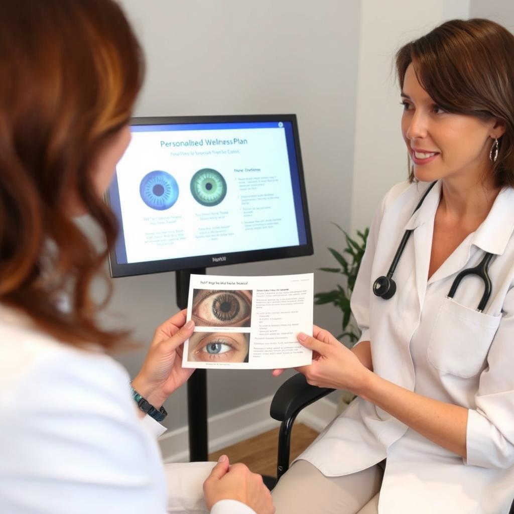 Practitioner creating personalized wellness plan based on Iridology Iris Diagnosis findings