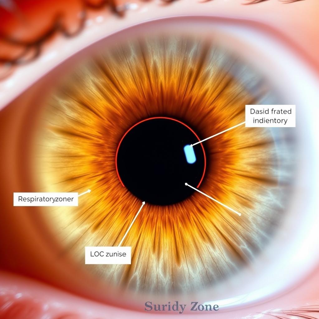 Iridology Iris Diagnosis showing respiratory indicators in the iris