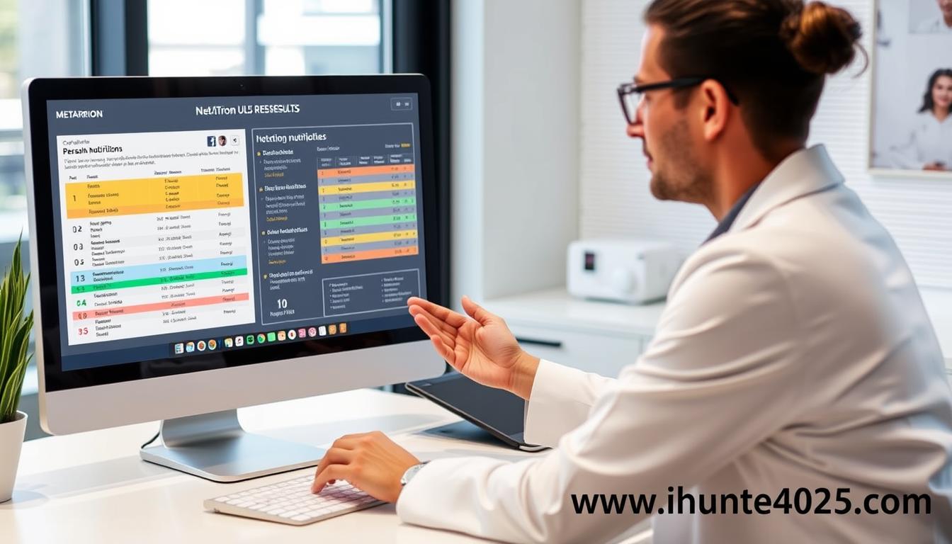 Nutritionist reviewing Metatron Hunter 4025 NLS results with a client