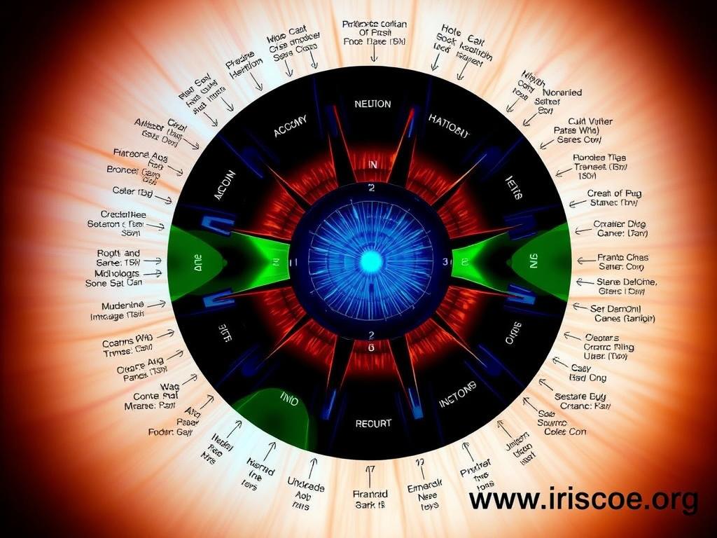 Standardized iridology chart showing organ correlations