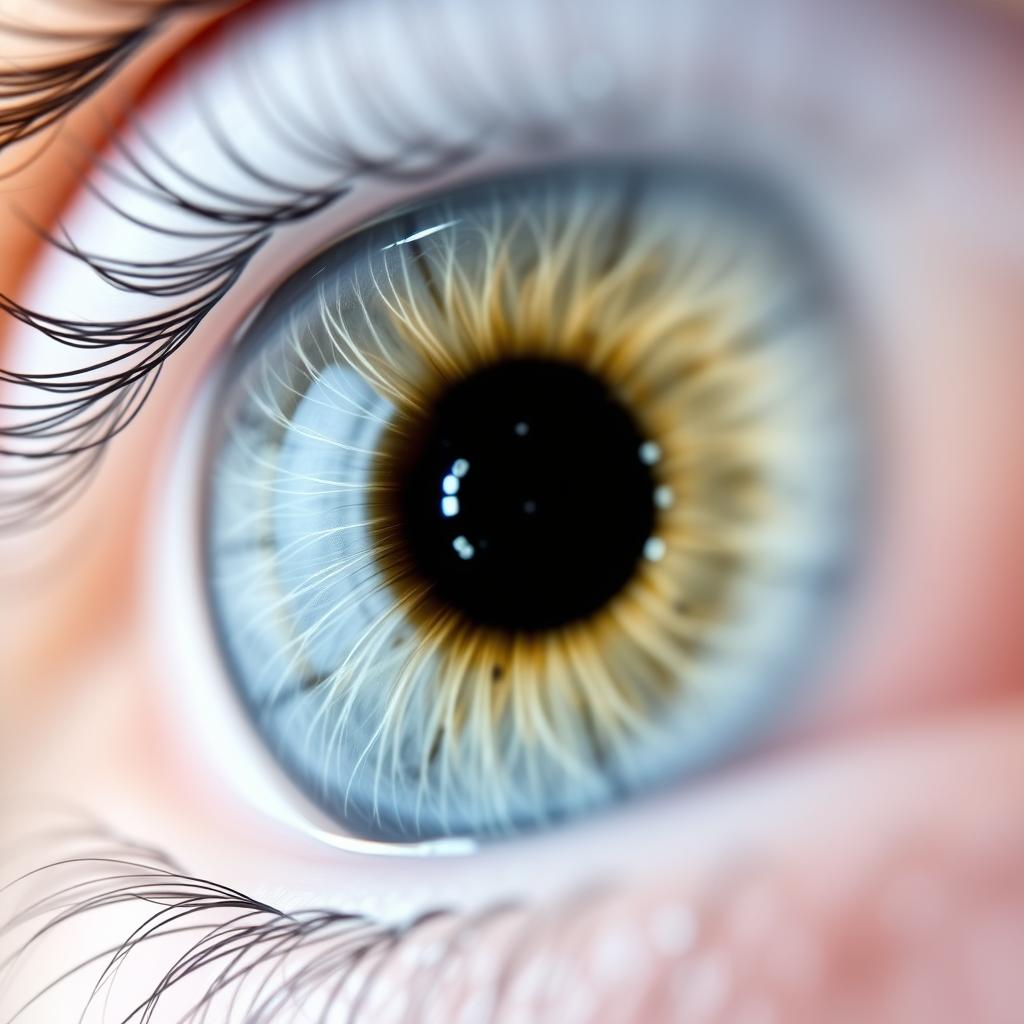 Left iris showing lymphatic constitution with characteristic white fibers and lymph rosary