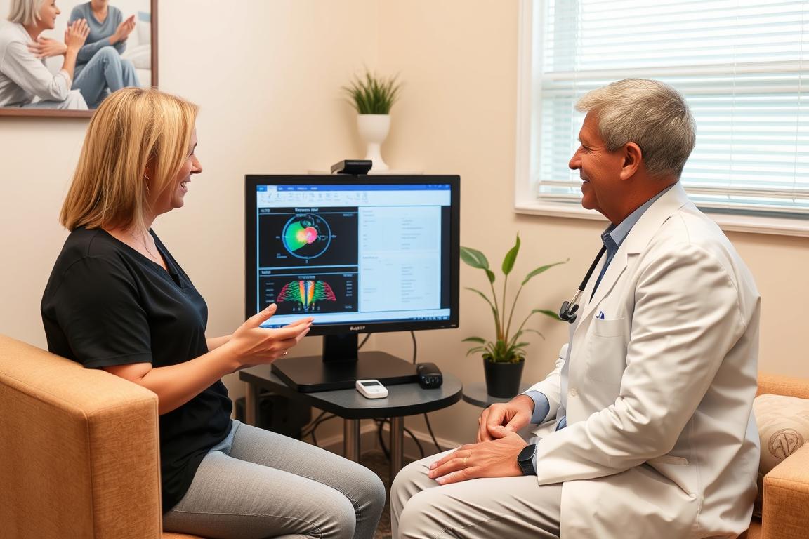 Practitioner using Metatron Hunter 4025 NLS with patient
