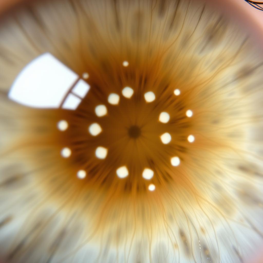 Iris showing lymphatic system congestion markers identified through iridology
