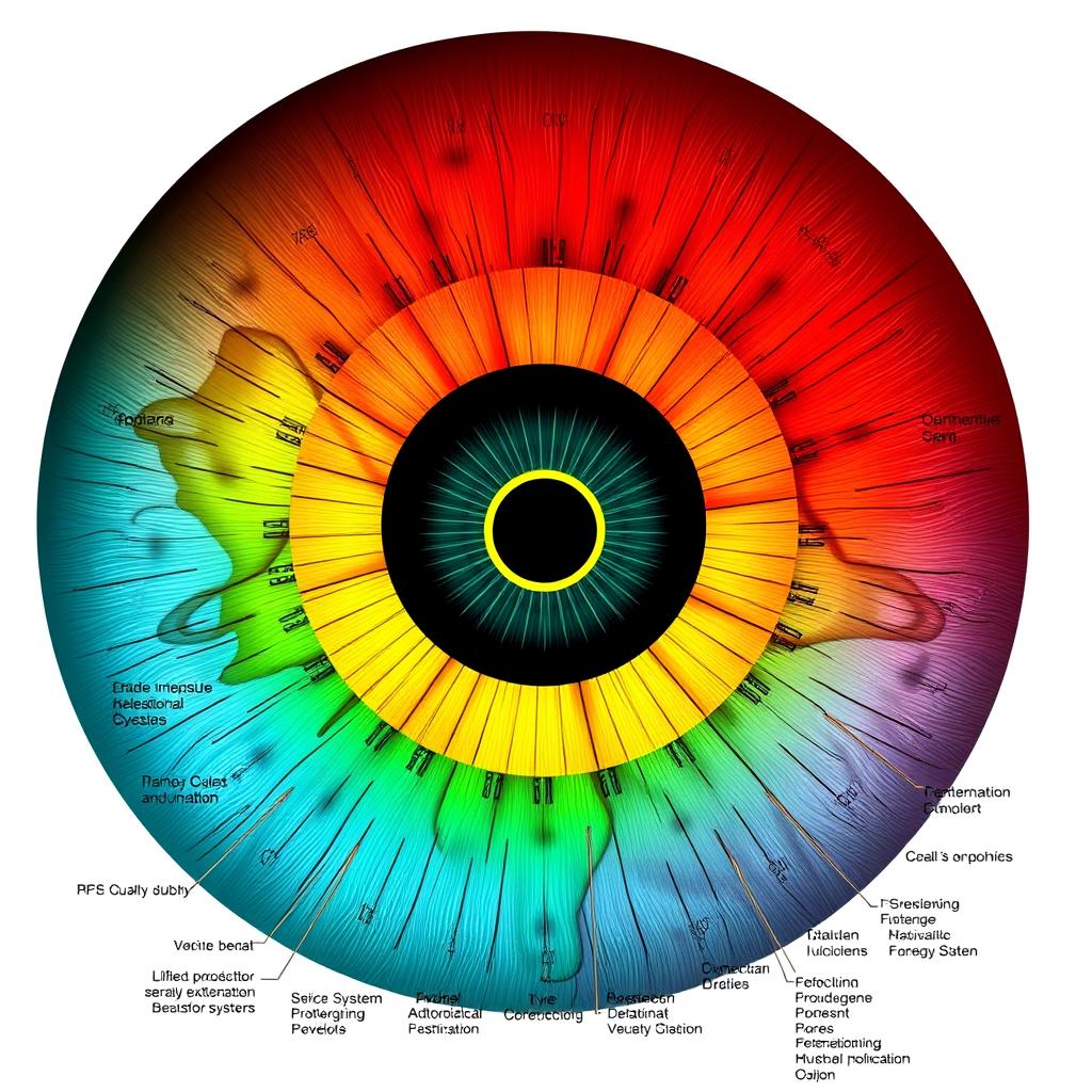 Iridology Iris Diagnosis chart showing different zones of the iris