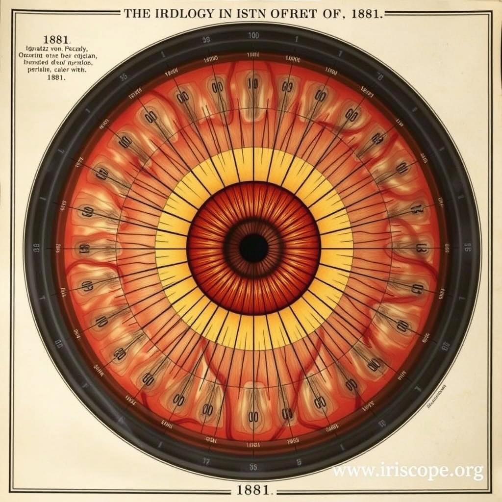 Dr. Ignatz von Peczely's original iridology chart from 1881