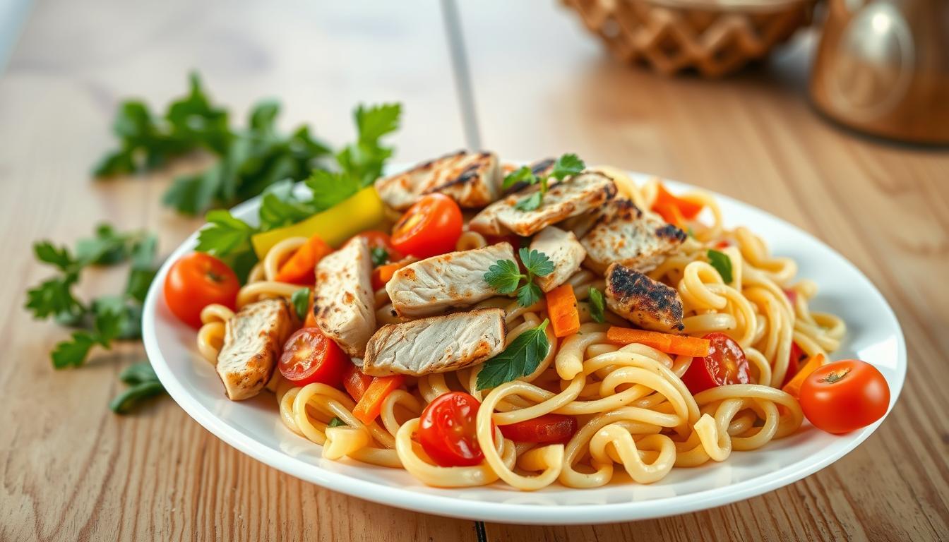 Salada de Macarrão Integral com Frango