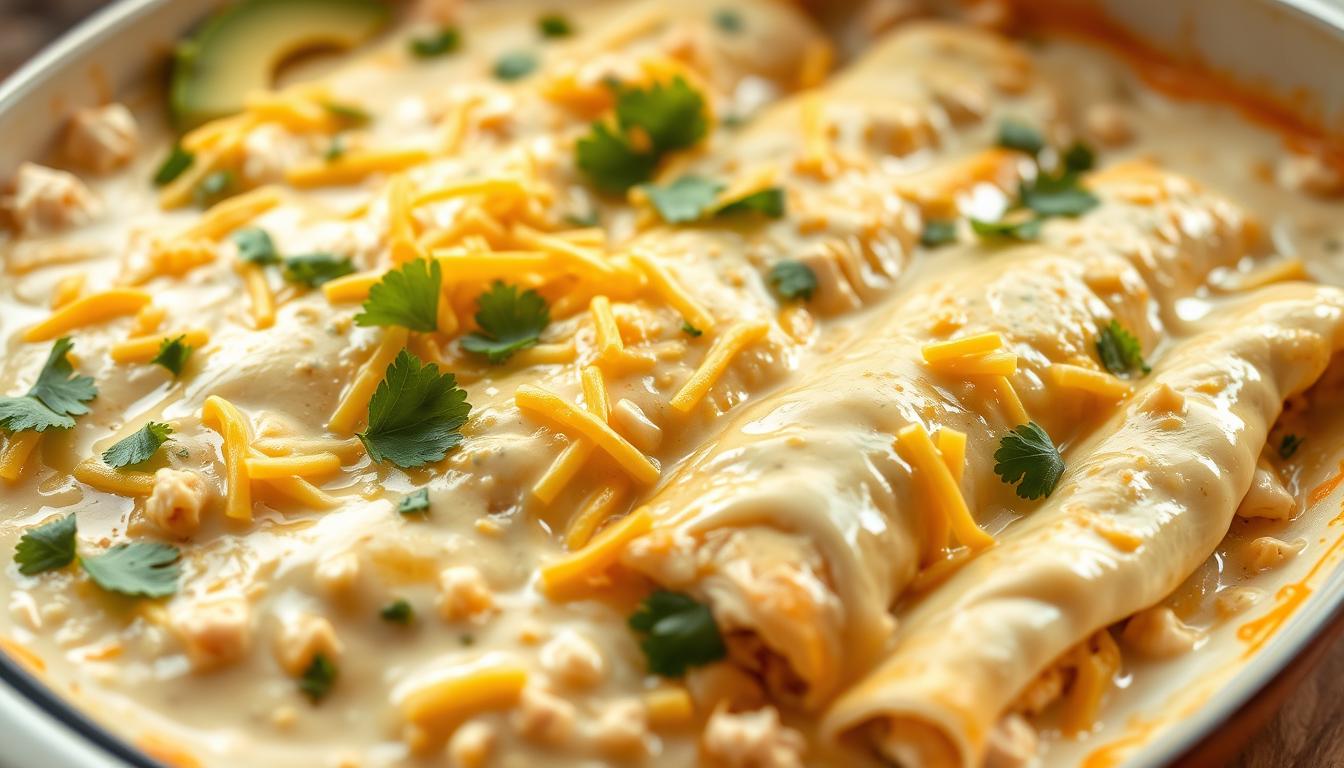 creamy white chicken enchiladas