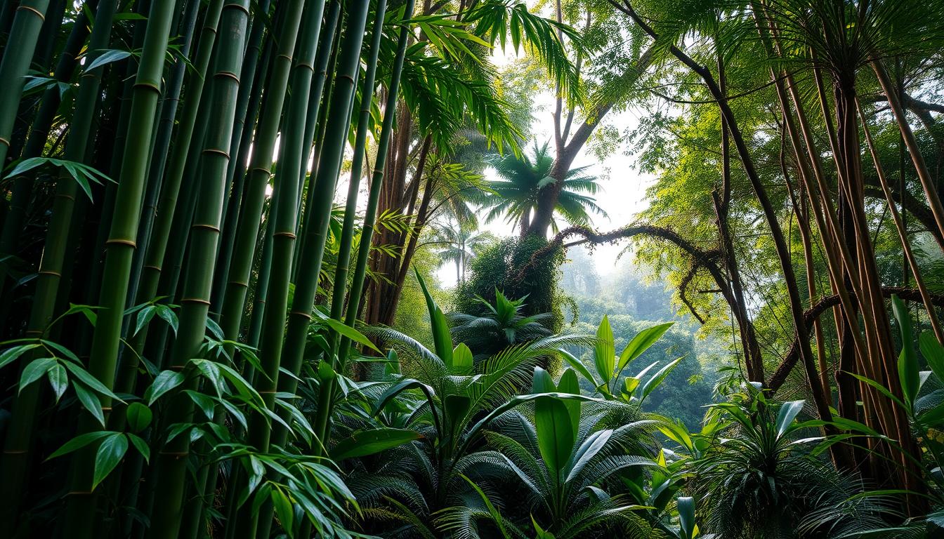نباتات البامبو في الغابات المطيرة