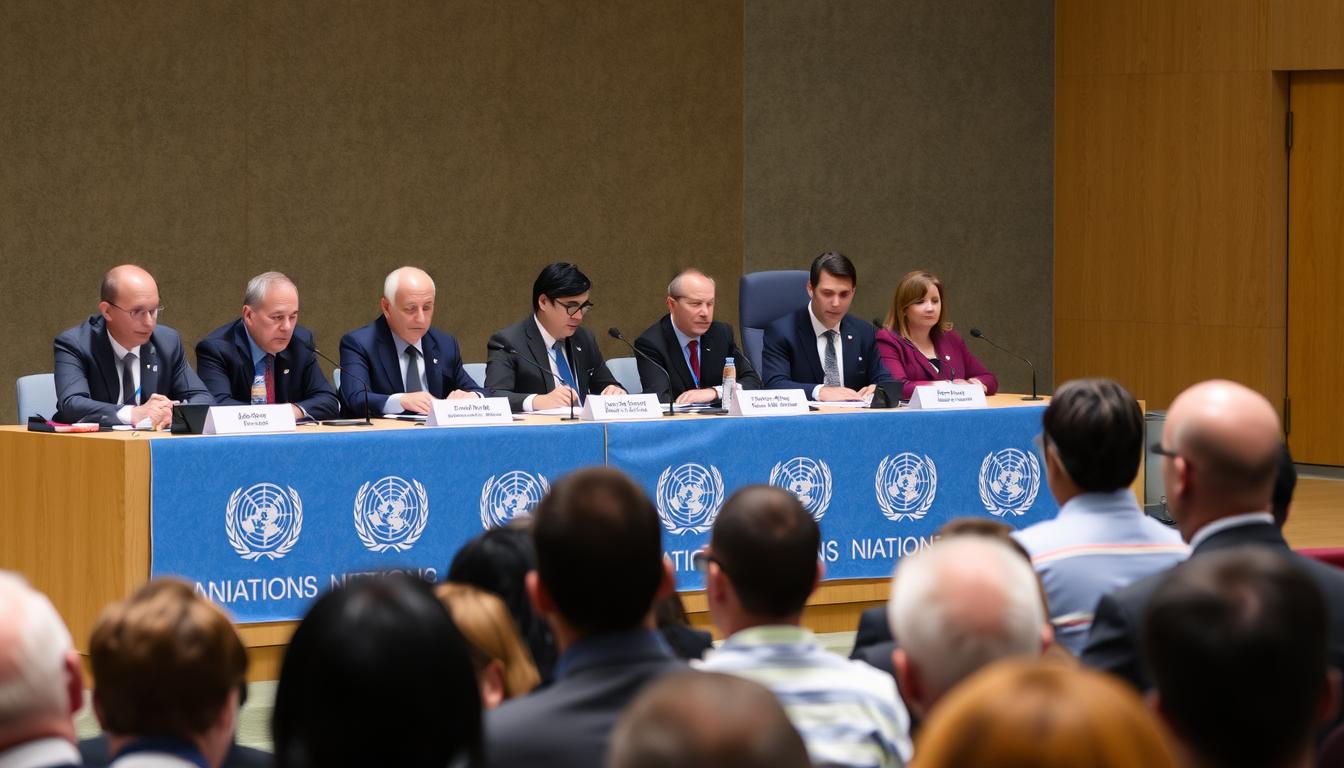 UN officials at a program related to the United Nations Slavery Memorial and anti-slavery initiatives