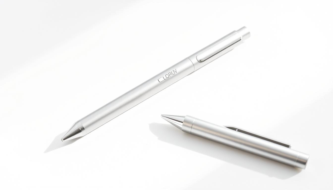 Why This 4-in-1 Stylus Pen for Smartphones and Tablets Is a Must-Have Accessory in 2025 5 A sleek and practical 4-in-1 stylus pen rests on a minimalist white surface, its silver body gleaming under soft, natural lighting. The pen's multiple functionalities - a ballpoint tip, a capacitive stylus, a precision stylus, and a built-in ruler - are displayed in a clean, organized manner, showcasing its versatility for daily tasks on smartphones and tablets. The composition emphasizes the pen's modern, streamlined design and its ability to seamlessly integrate into a modern, productive lifestyle.