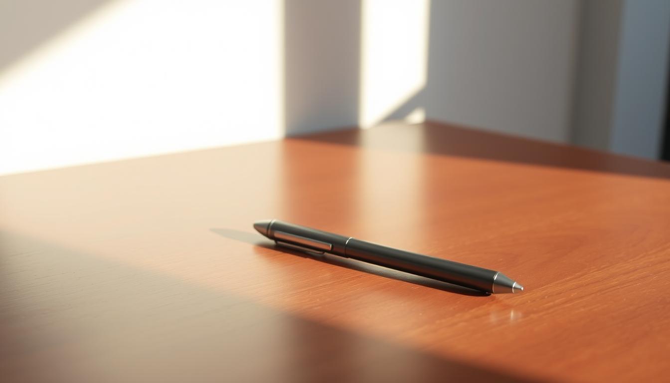 Why This 4-in-1 Stylus Pen for Smartphones and Tablets Is a Must-Have Accessory in 2025 6 A sleek, modern stylus pen resting on a polished wooden surface, casting a soft shadow. The pen is highlighted by natural side lighting, emphasizing its metallic body and smooth contours. In the background, a minimalist, light-colored wall provides a clean, uncluttered backdrop, allowing the stylus to take center stage. The overall composition exudes a sense of sophistication and attention to detail, inviting the viewer to consider the value proposition of this versatile 4-in-1 accessory.