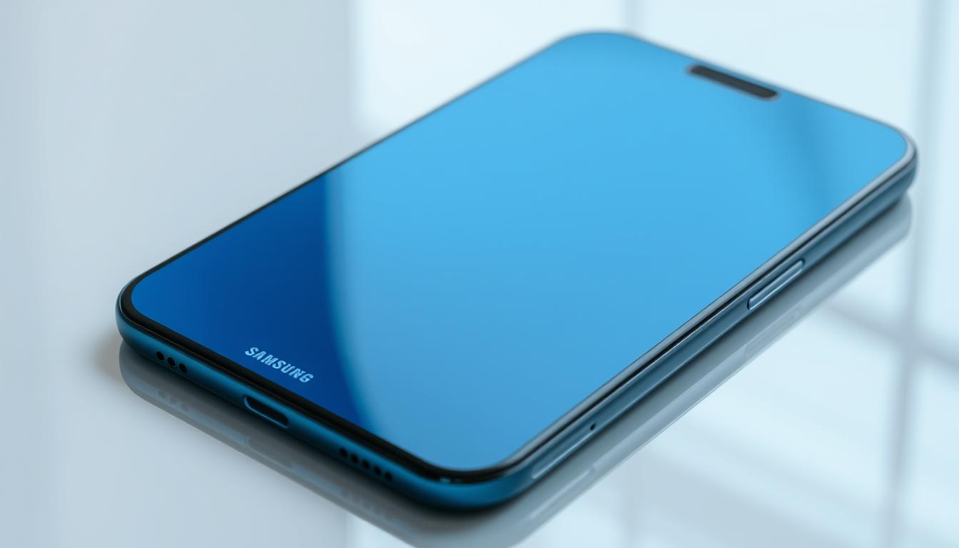 Best Anti-Blue Light Screen Protector for Samsung Galaxy A13 5G & A12 – Eye Protection Guide 2025 4 Detailed close-up view of a high-quality anti-blue light screen protector designed for the Samsung Galaxy A13 5G smartphone. The protector is made of tempered glass with a sleek, transparent finish. It covers the entire display, providing a seamless fit. Intricate micro-structure visible on the surface, engineered to effectively filter out harmful blue light wavelengths. Subtle yet distinct branding or logo elements can be seen in the bottom corner. The protector is placed on a reflective, minimalist surface, allowing the details to be clearly showcased under bright, diffused lighting.