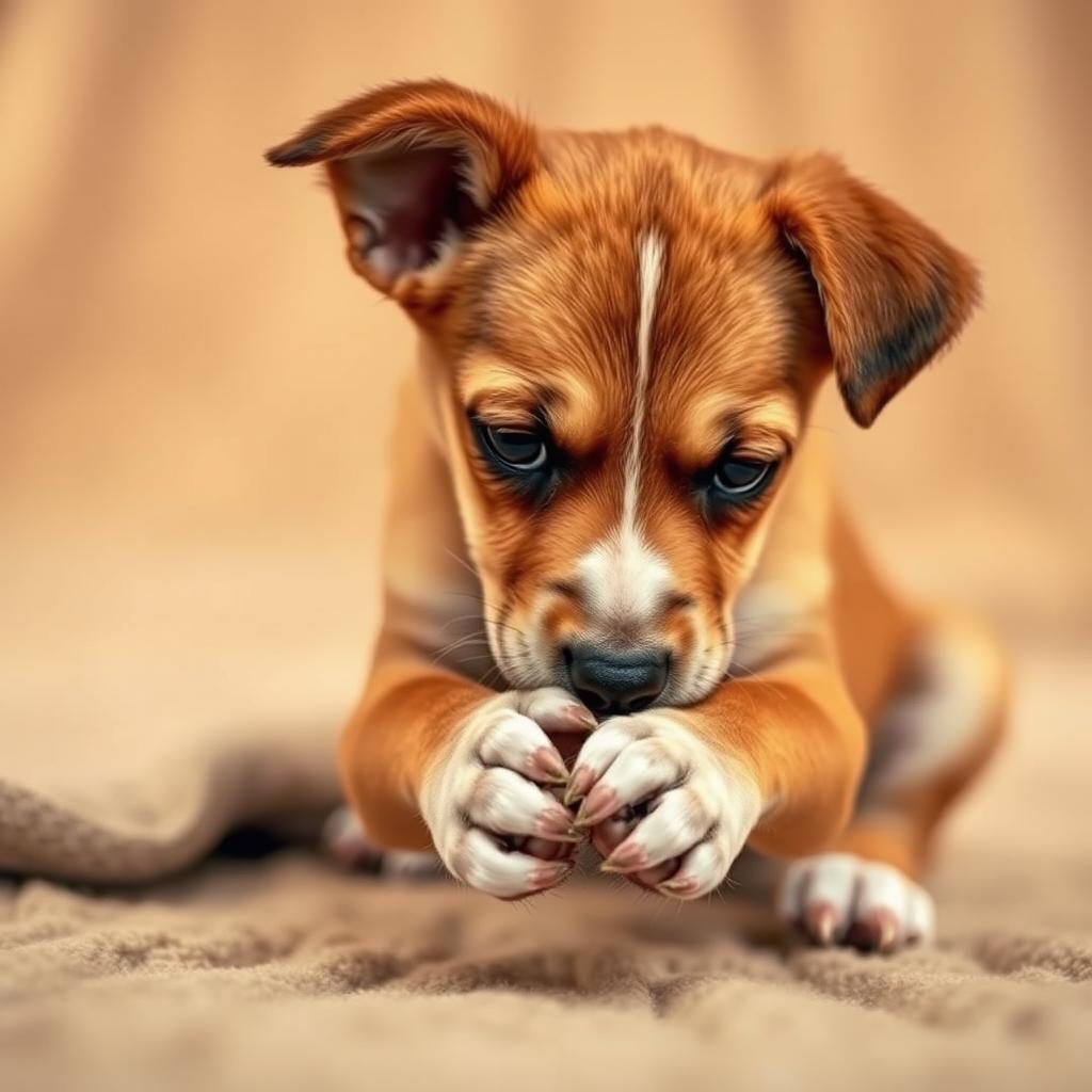 cachorro lambendo a pata
