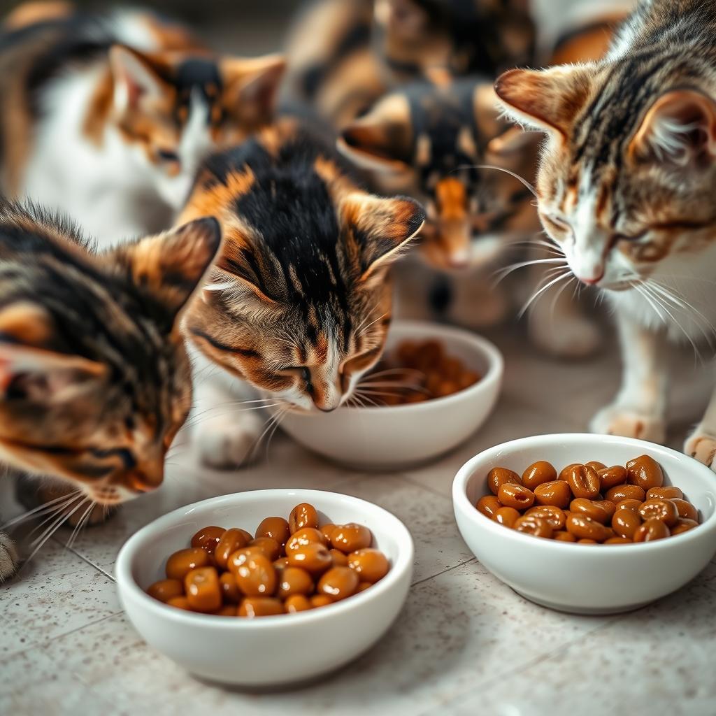 gatos comendo ração úmida