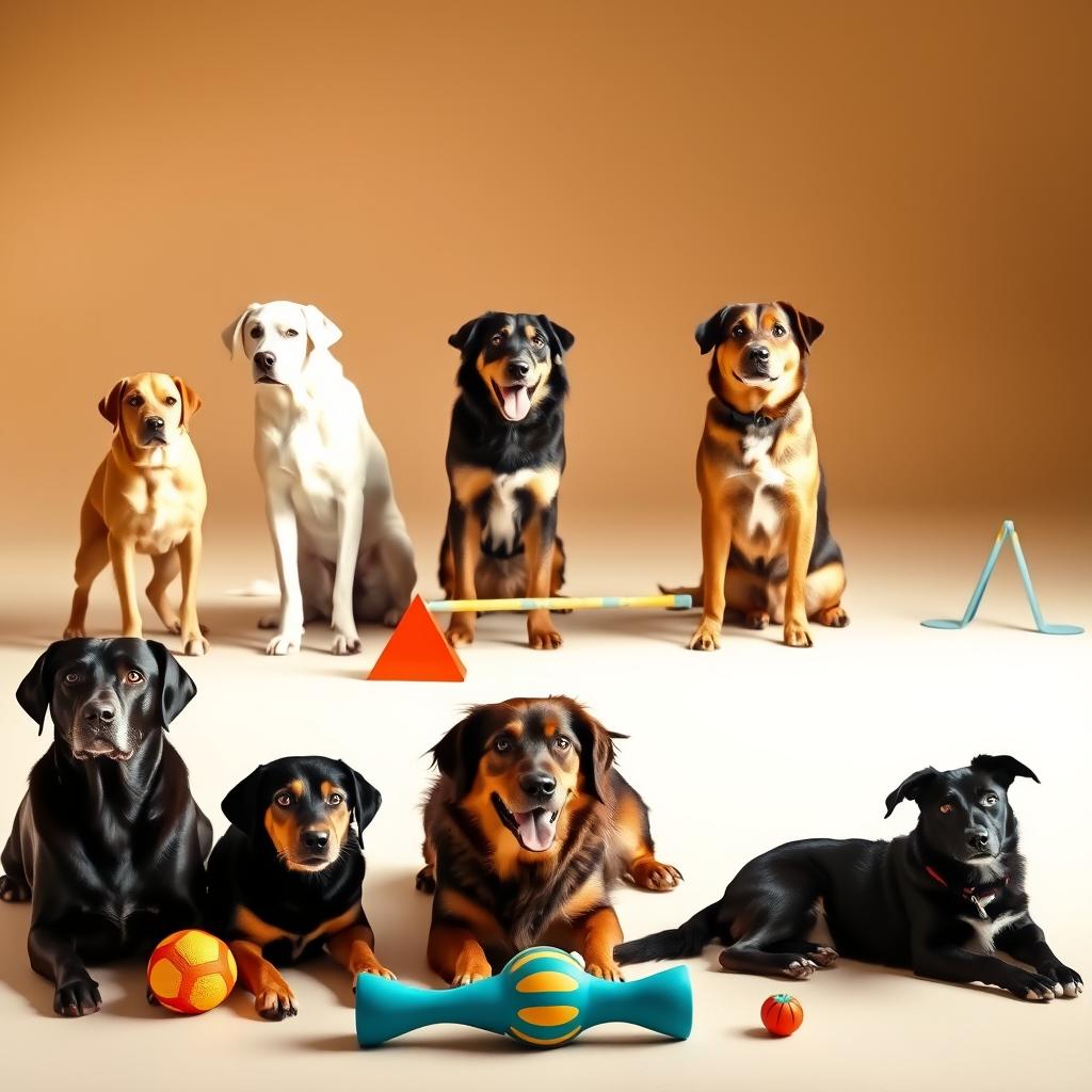 cães inteligentes em treinamento