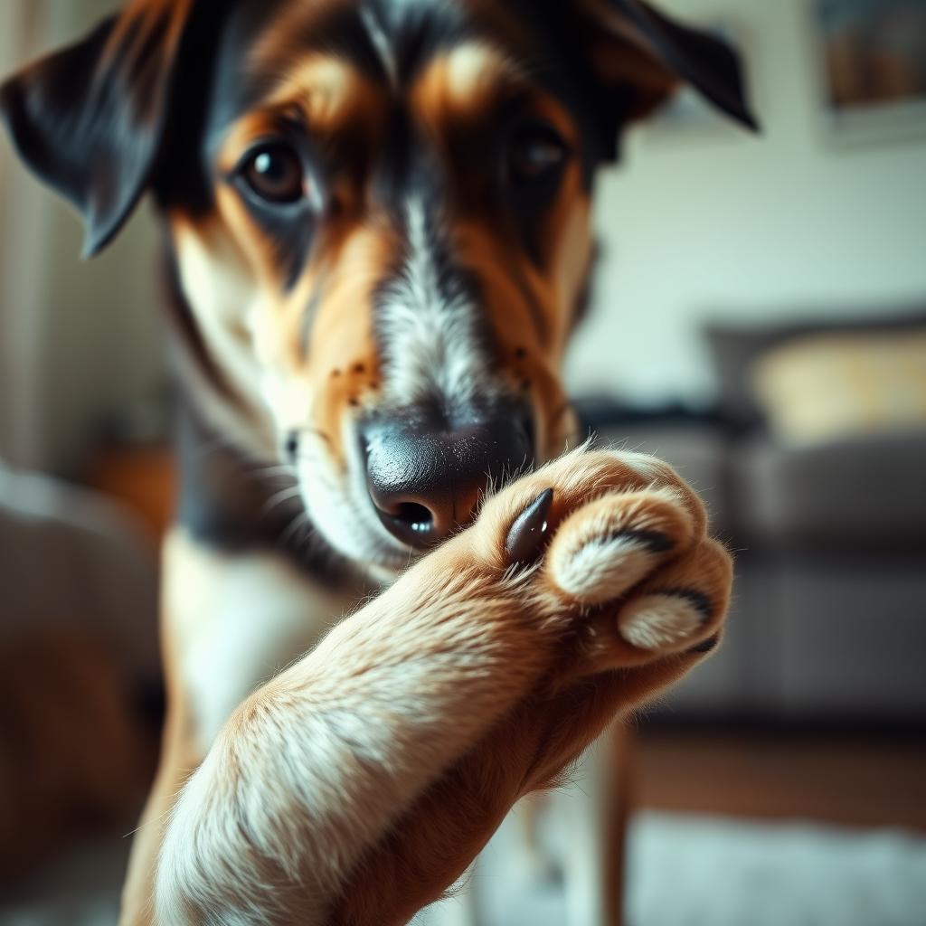 cachorro lambendo a pata