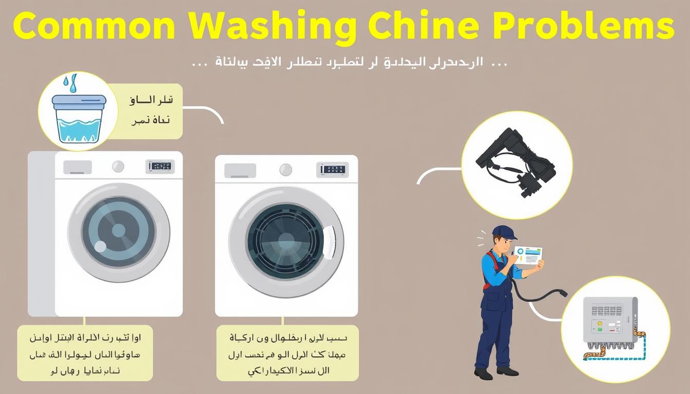 أعطال الغسالات الشائعة وفني تصليح غسالات الرياض يقوم بإصلاحها