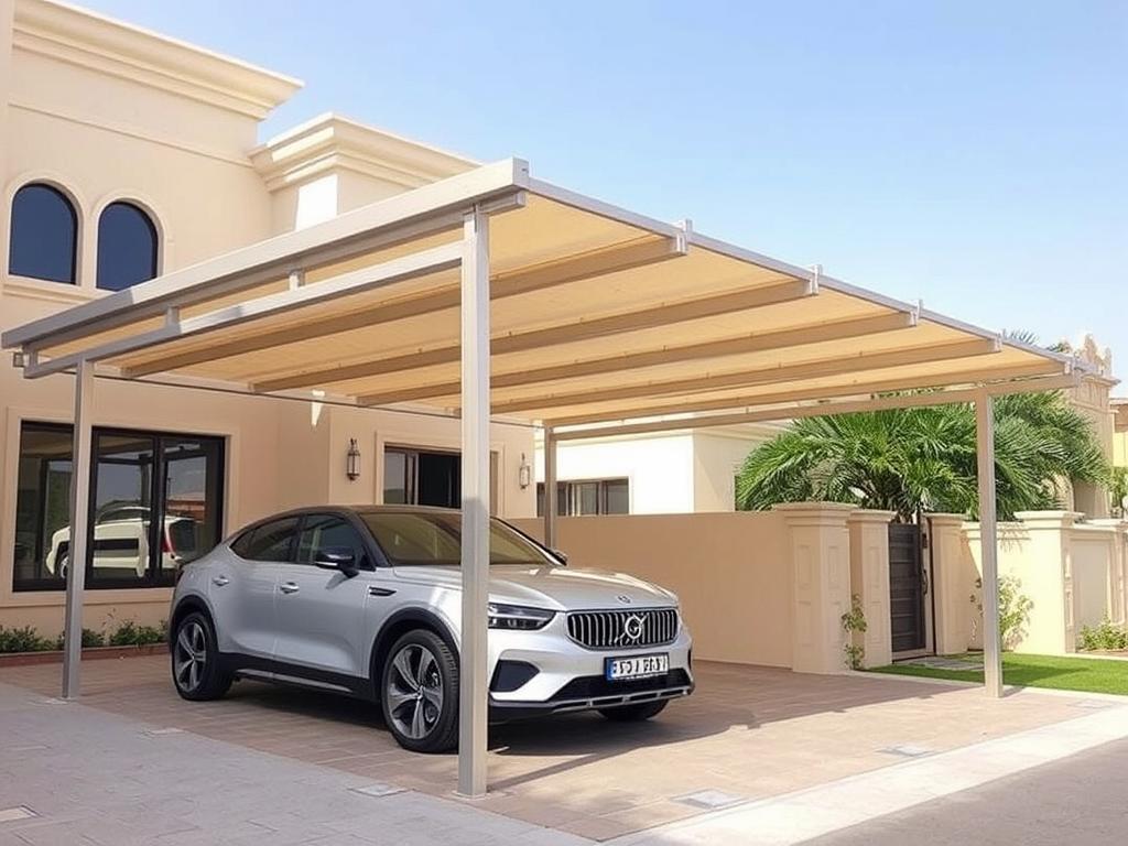 مظلة سيارات لفيلا في بريدة من تنفيذ حداد مظلات القصيم