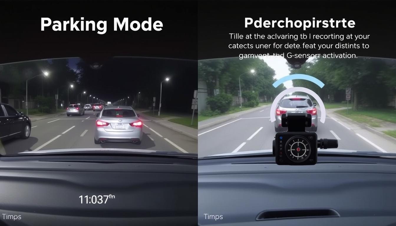 REDTIGER F7NP Dash Cam parking mode demonstration with time-lapse and impact detection