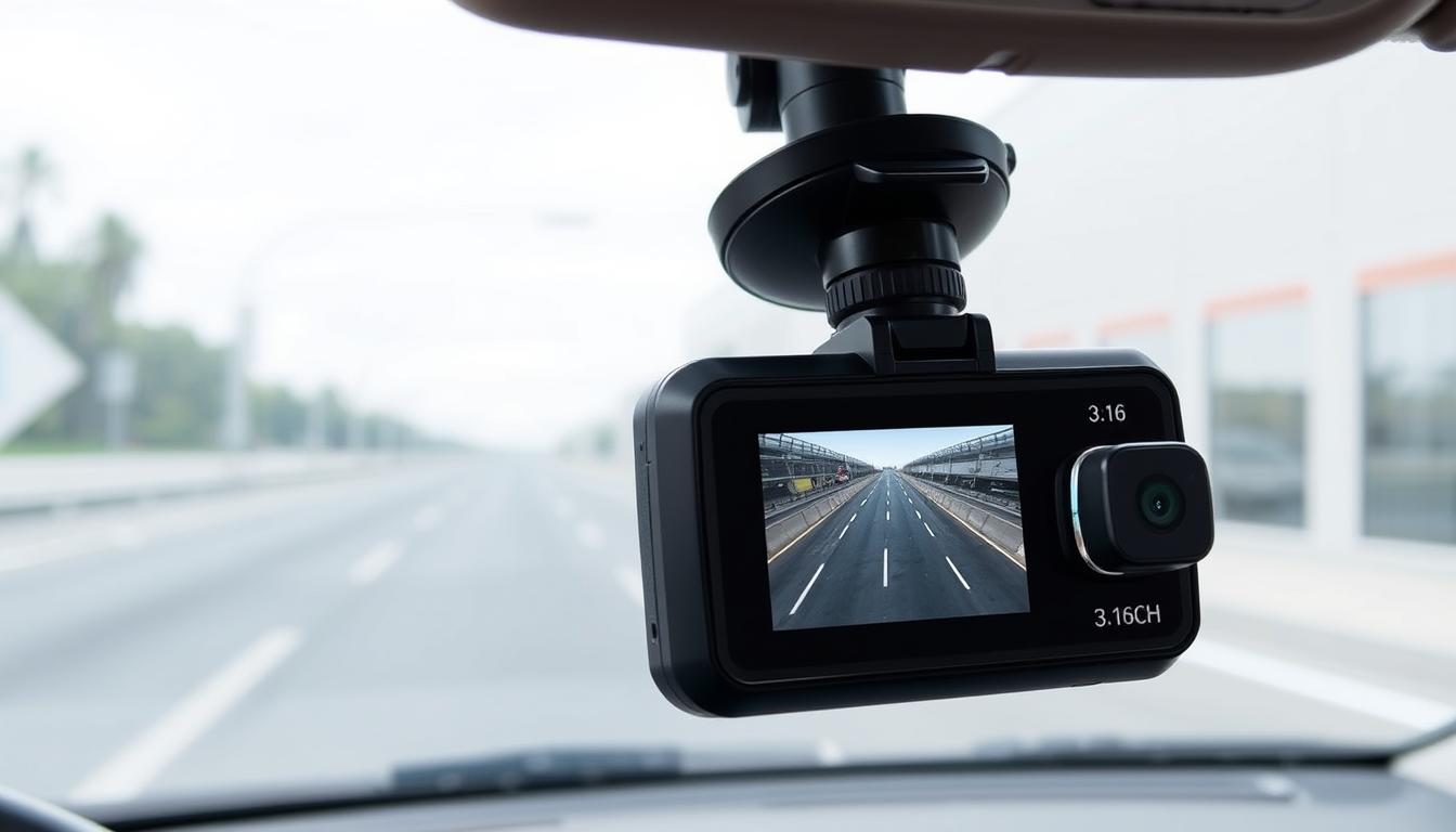 REDTIGER Dash Cam F7NP review - mounted on car windshield showing dual camera setup