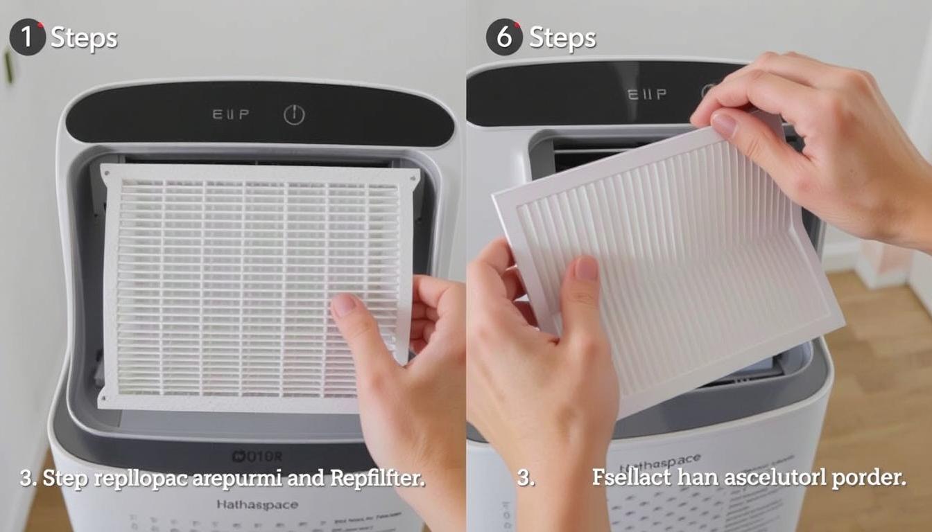 Hathaspace HSP003 Air Purifier filter replacement process demonstration
