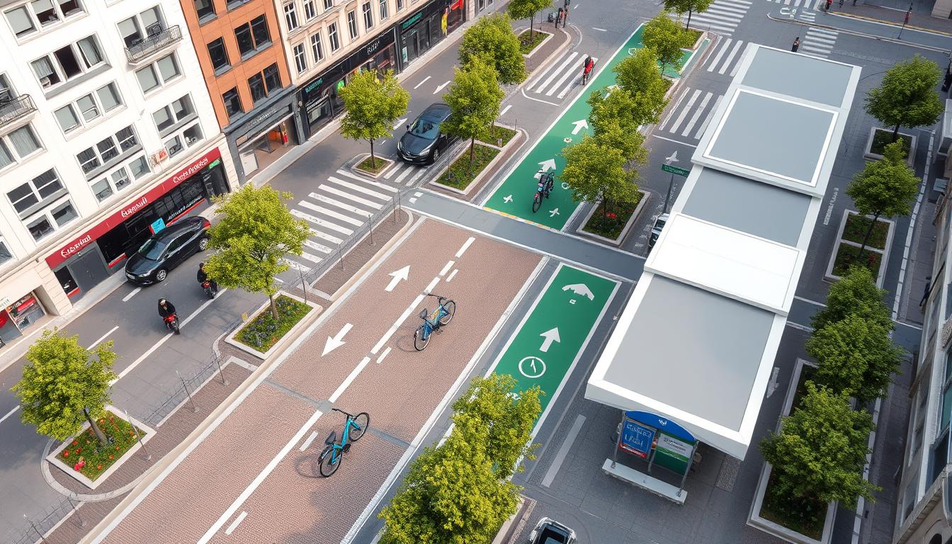 Nowoczesna infrastruktura rowerowa w mieście pokazująca rozwój warunków dla rowerów elektrycznych