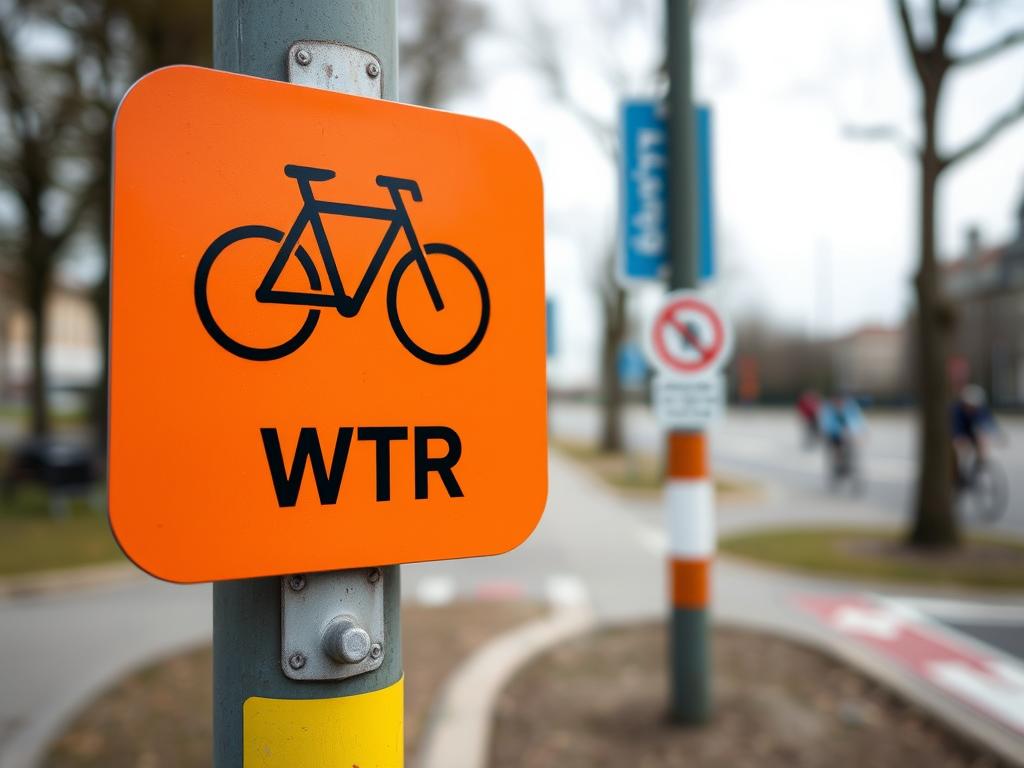 Oznakowanie Wiślanej Trasy Rowerowej - pomarańczowa tabliczka