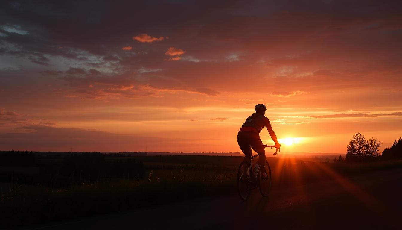 Zachód słońca na trasie rowerowej z książki Polska na rowerze. 60 wycieczek jednodniowych dla każdego