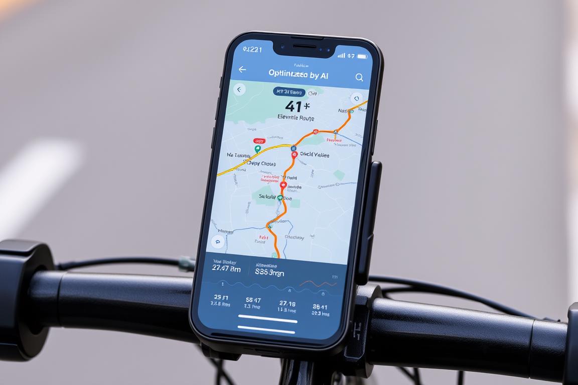 Mapa trasy rowerowej zoptymalizowana przez sztuczną inteligencję