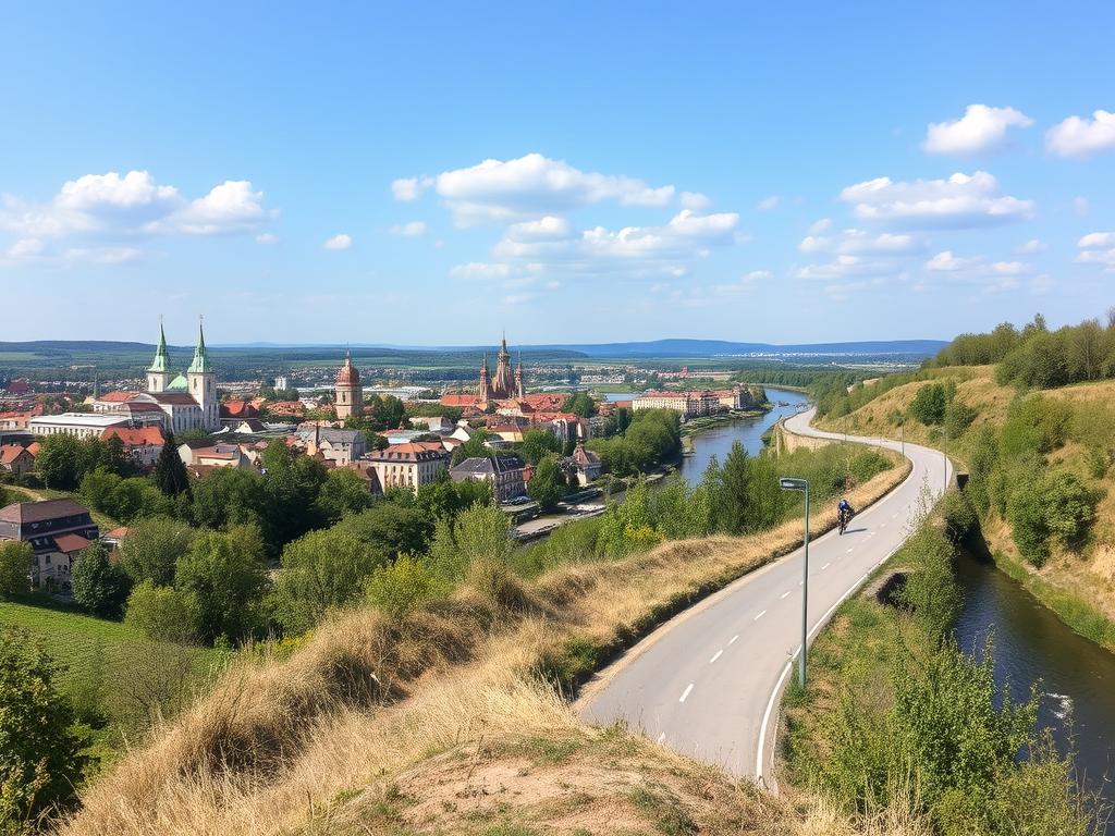 Panorama Drohiczyna z rzeką Bug i trasą rowerową nad Bugiem
