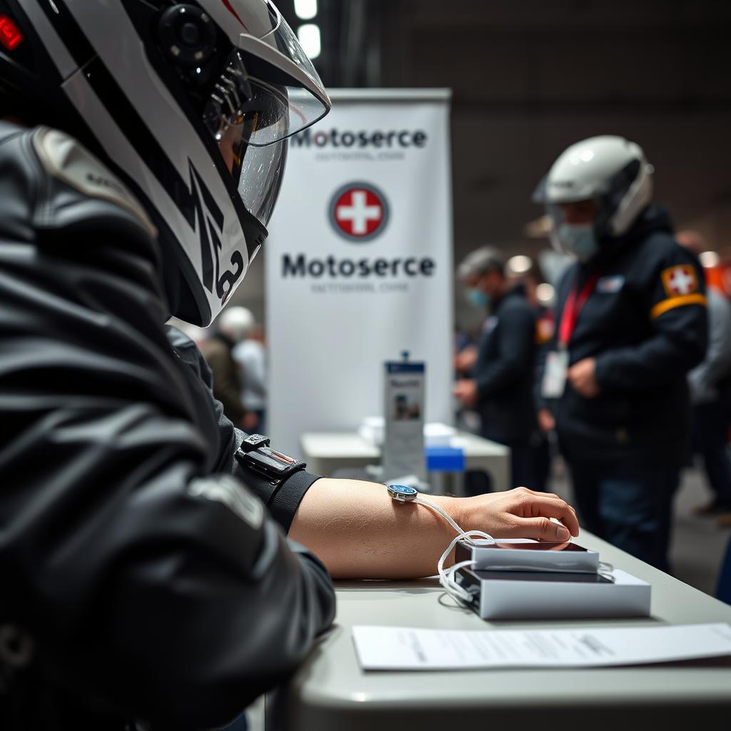 Motocyklista oddający krew podczas akcji Motoserce krwiodawstwa