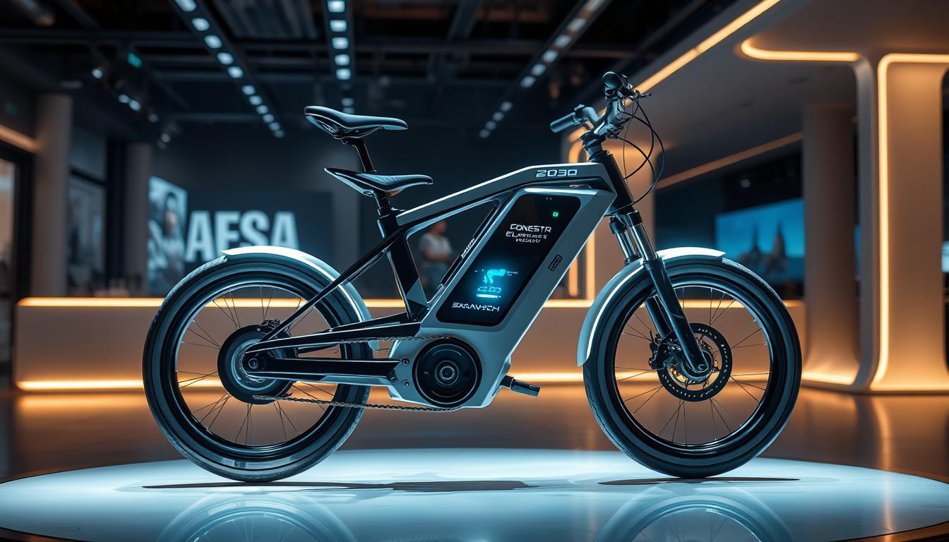 Futurystyczny koncept roweru elektrycznego pokazujący potencjalny kierunek rozwoju rowerów elektrycznych