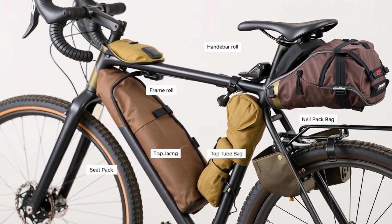 Przykładowe ustawienie sakw bikepackingowych na rowerze gravelowym