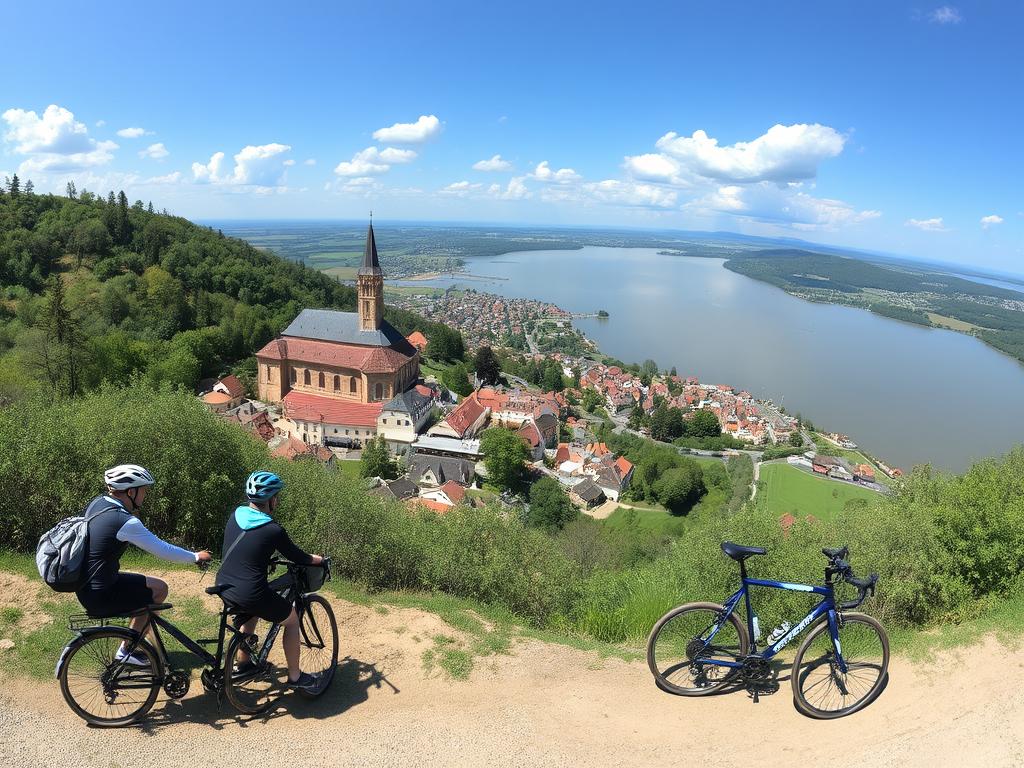 Panorama Dobrzynia nad Wisłą z Wiślanej Trasy Rowerowej