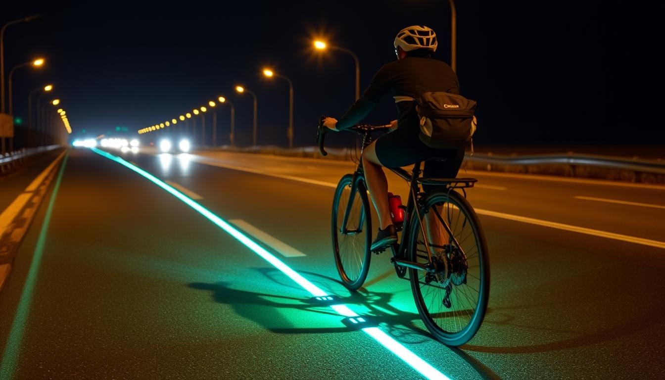 Projekcja wirtualnego pasa rowerowego na jezdnię z roweru trekkingowego - zaawansowane systemy bezpieczeństwa w rowerach trekkingowych