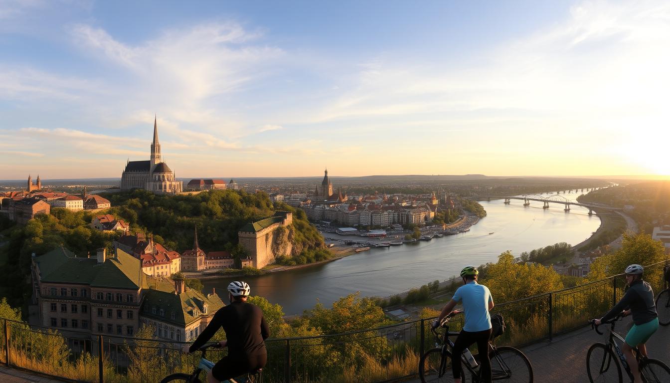 Panorama Płocka ze skarpy wiślanej na trasie Wiślanej Trasy Rowerowej