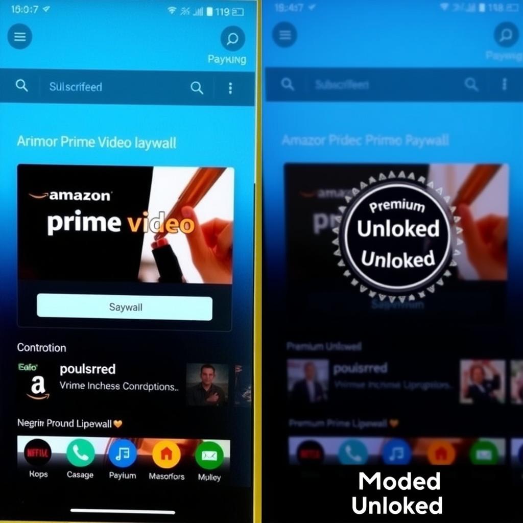 Comparison between official Prime Video app and modded version